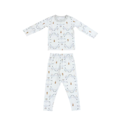 Bamboo Jersey Two-Piece Long Sleeve PJ Set - Seagulls & Seashells