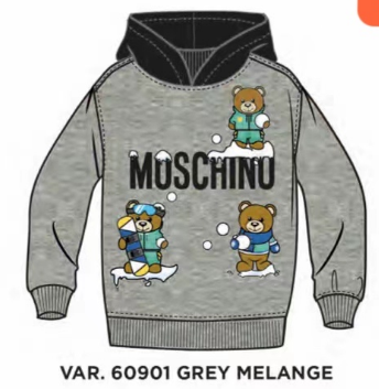 MOSCHINO HOODED SWEATSHIRT HUF06Y LCA21 GREY MELANGE DK Fun