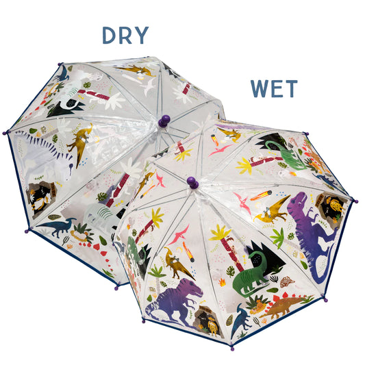 TRANSPARENT COLOUR CHANGING UMBRELLA - DINO  #45P6506