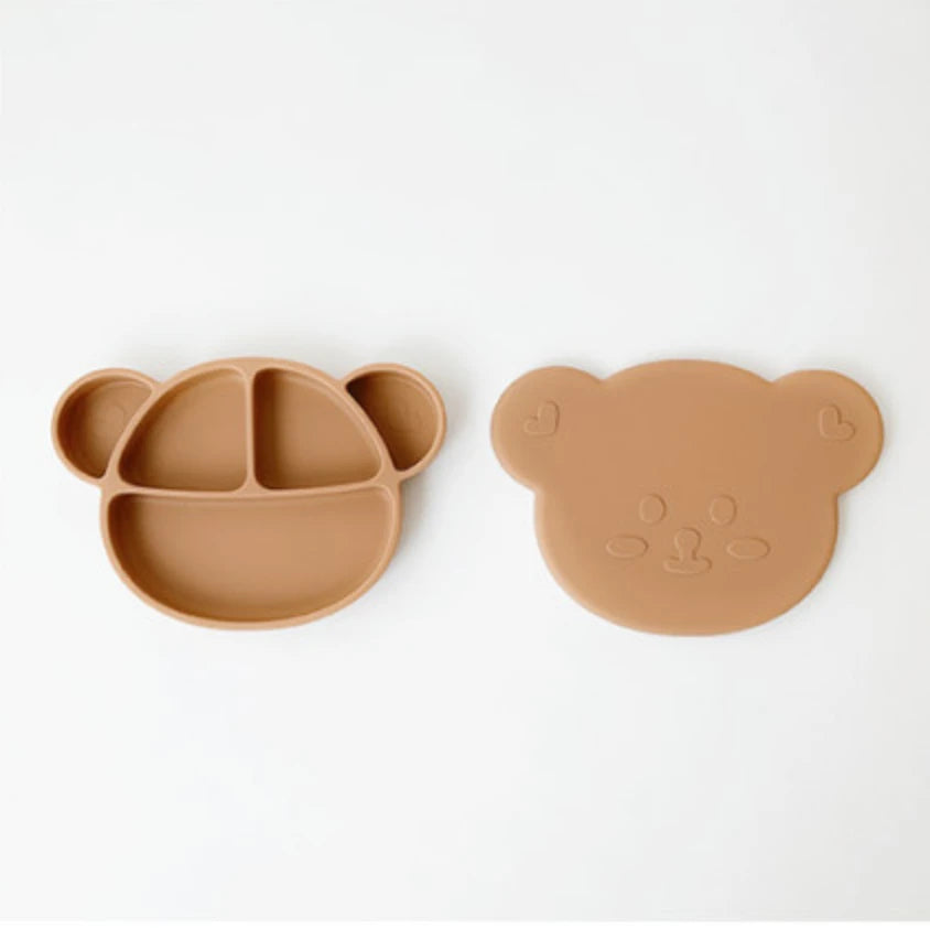 DTD×Grosmimi Bear Silicone Food Plate With Lid - 小熊餐盘-带吸盘