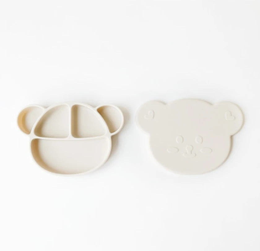 DTD×Grosmimi Bear Silicone Food Plate With Lid - 小熊餐盘-带吸盘